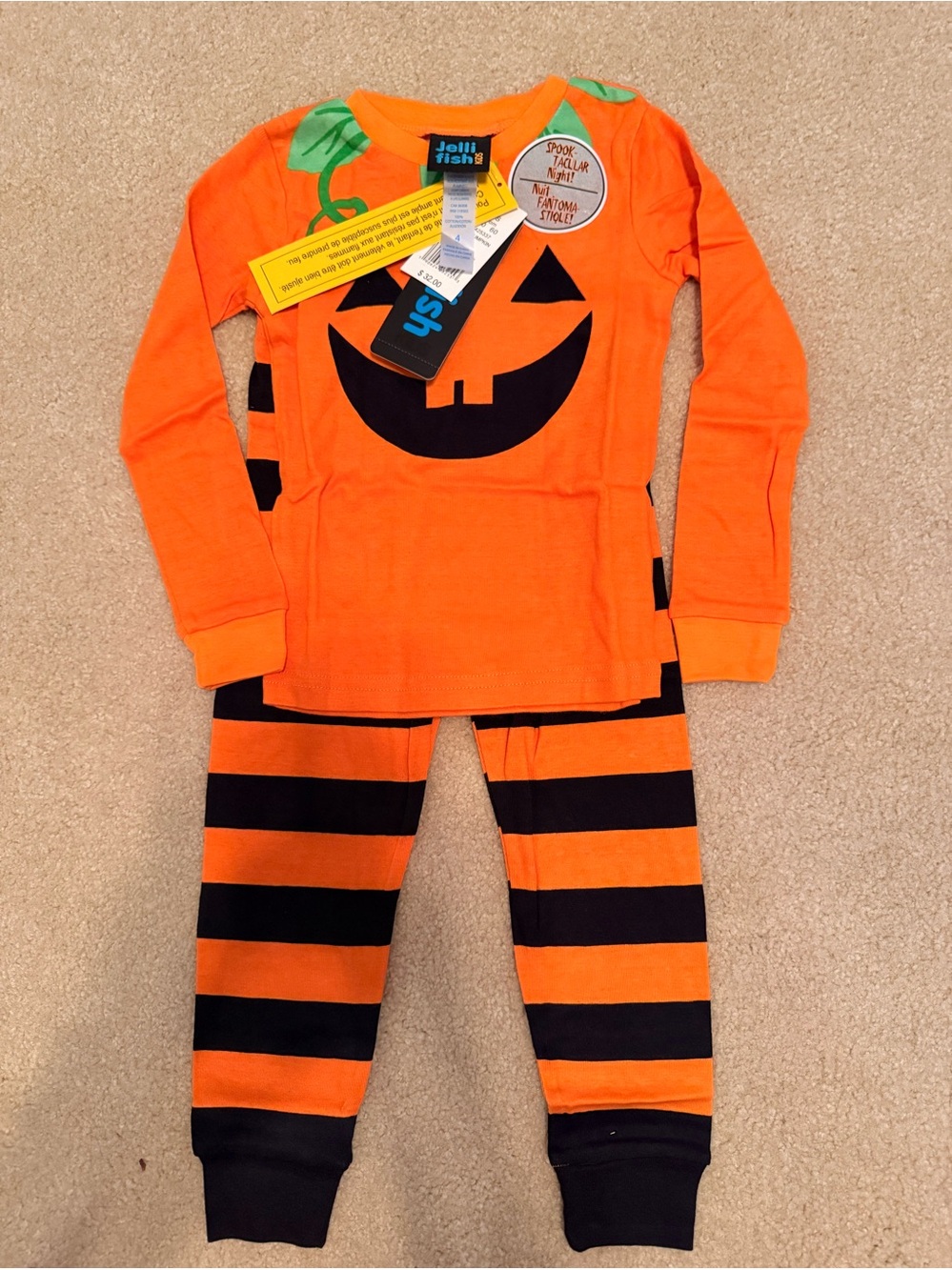 Pumpkin Pajama Set - Orange & Black Kids Costume